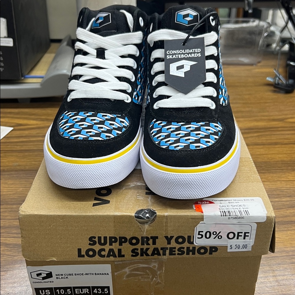 Consolidated Skateboards Black and Blue Sneakers